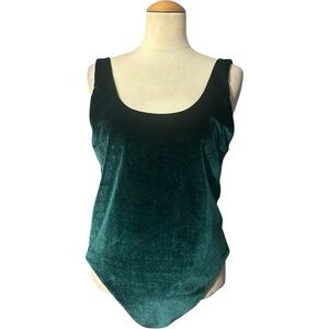 Cabana Del Sol Velvet One Piece Swimsuit Emerald Green Size XL